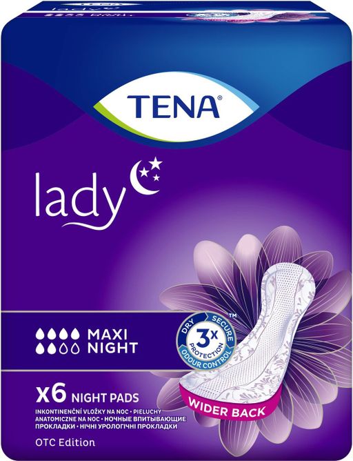Прокладки урологические Tena Lady Maxi Night, прокладки урологические, 6 капель, 6 шт.